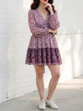 Jopna Floral Boho Mini Dress Medium Long Sleeve Cottagecore Prairie Romance